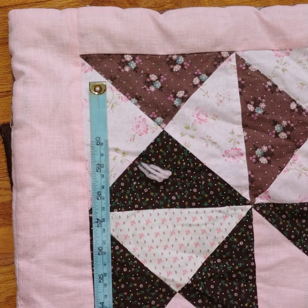 💕BABY QUILT HANDMADE PINK CRIB QUILT 47
